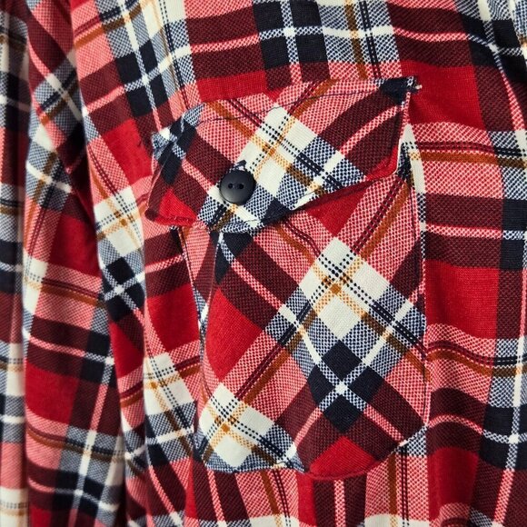 White Mark Size 3XL Button Up Tunic Top Long Sleeve Red White Blue Plaid NWT - Picture 4 of 15